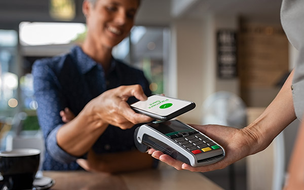 Person paying with their cellphone